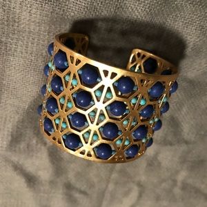 Beaded Abacus Cuff - Gold, Blue, Turquoise